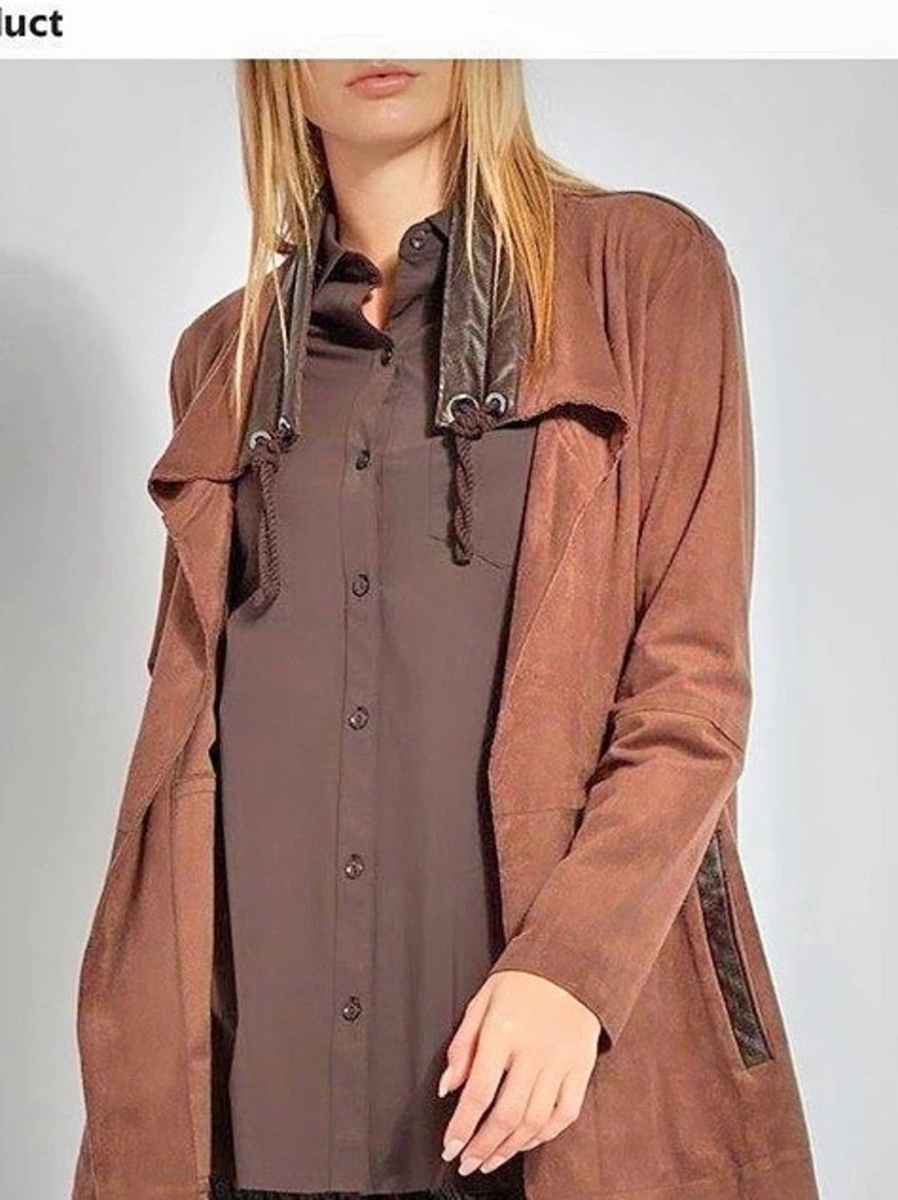 LYSSÉ Women's Brown Drape Coat Size Small/Medium Like New
